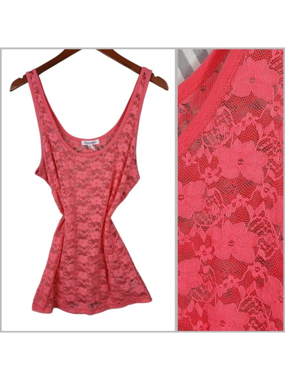 Aeropostale Fitted Lace Tank Top XL Y2K Whimsy Gothic Fairy Ditsy Pink Floral
